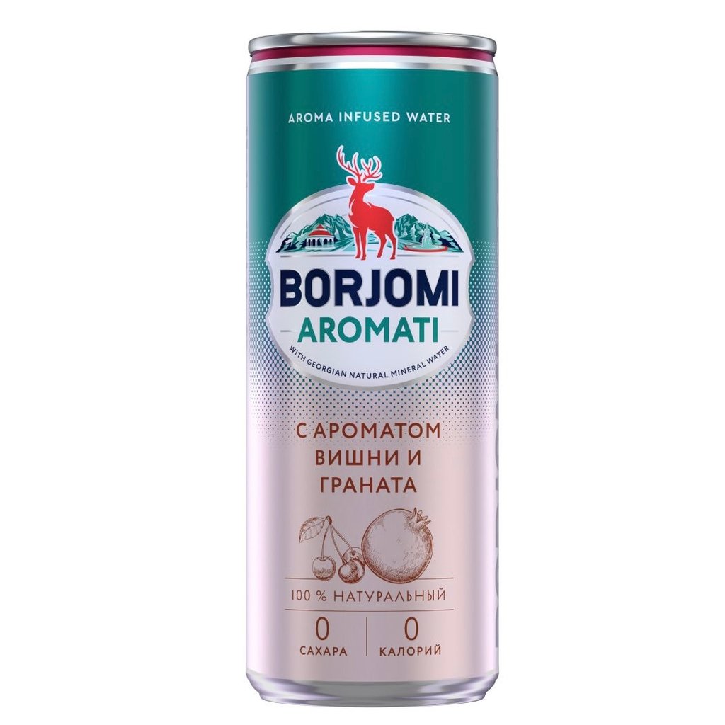 Боржомі Ароматі 0,33 л (ж/б) з ароматом вишні та гранату