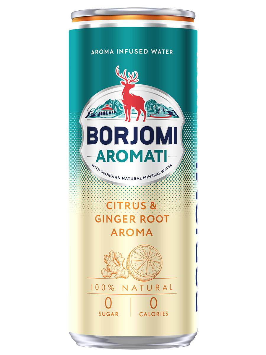 Боржомі Ароматі 0,33 л (ж/б) з ароматом цитрусових та кореню імбиру