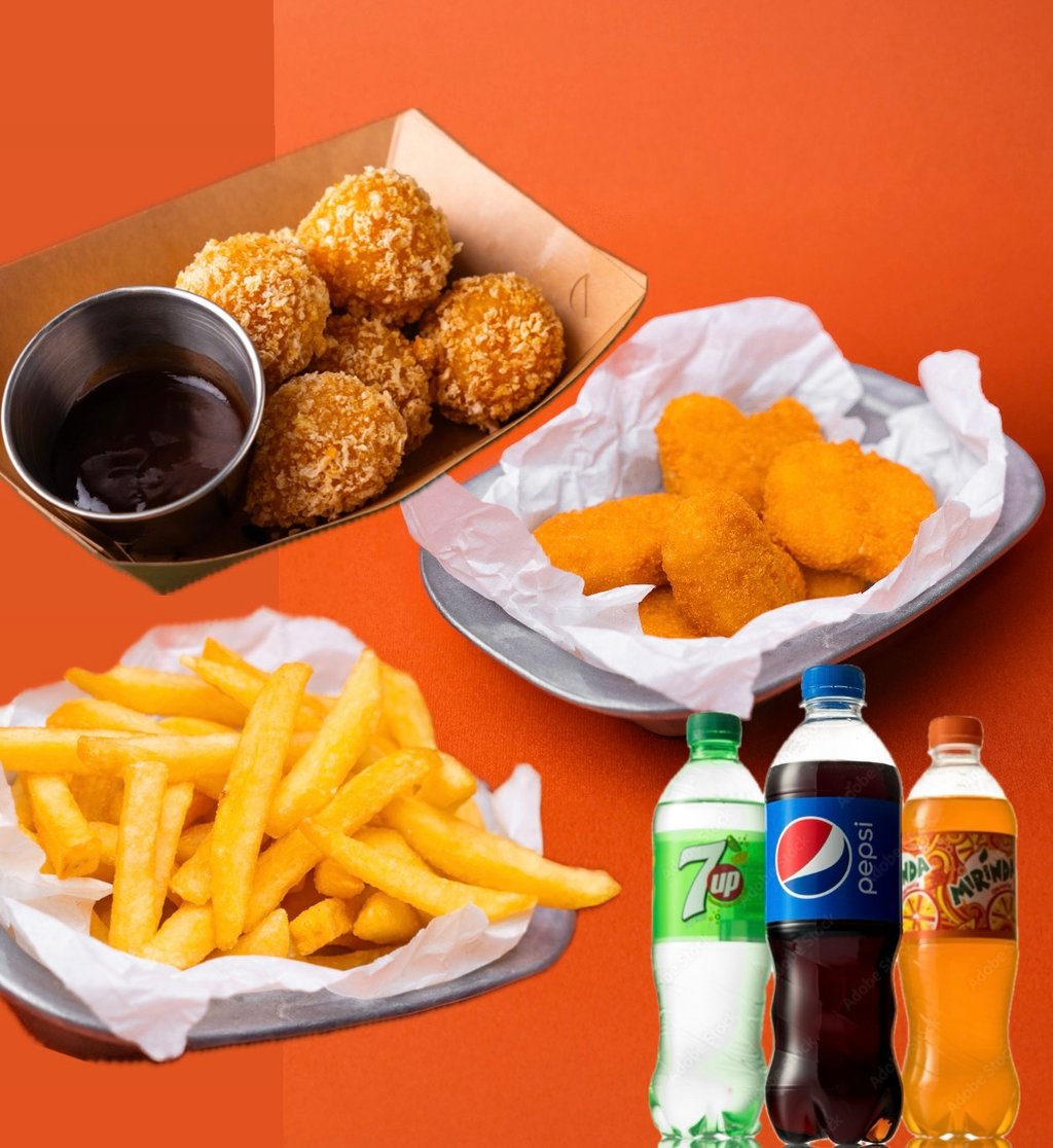 Комбо 2: Нагетси + Сирні кульки + Картопля фрі 