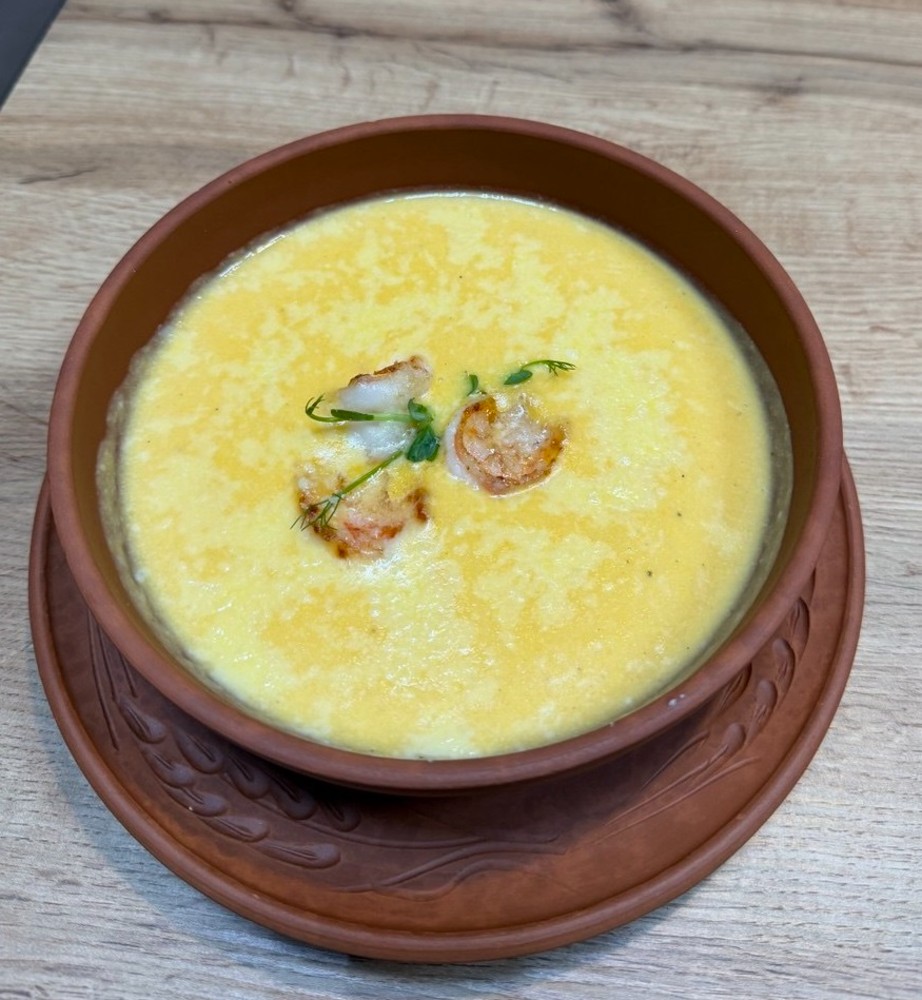 Сирний крем-суп з креветкою