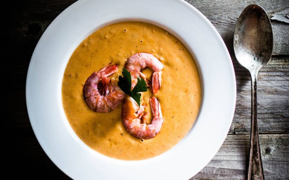 Гарбузовий крем-суп з креветкою