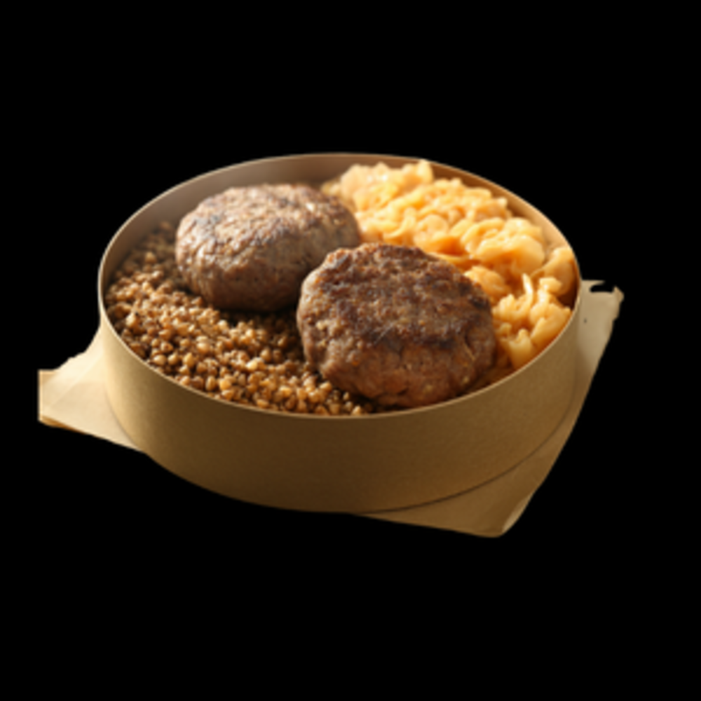 Гречка со свино-говяжей котлетой