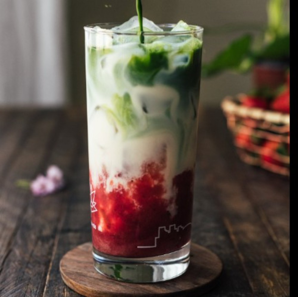 Matcha Strawberry ice latte