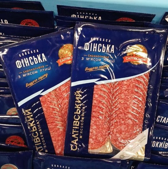Салтівський Ковбаса с/к ФІНСЬКА з м'ясом птиці  в/с в/у 80г нарізка