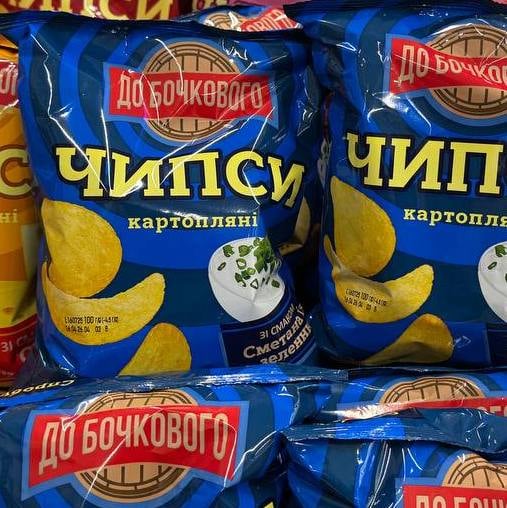 Чіпси зі смаком Сметена та зелень ТМ ДО БОЧКОВОГО, 100г