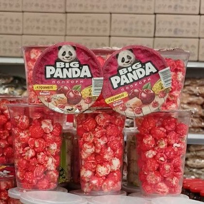 Попкорн стакан "Карамель зі смаком вишні" PANDA, (Мега), 60г