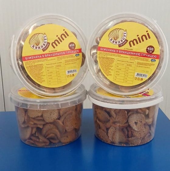 Хвилясті грінки MINI зі смаком буженина з французькою гірчицею, 400г( Харків)