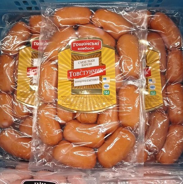 Гощанські ковбаси Сардельки варені ТОВСТУНЧИК в/г (1234)