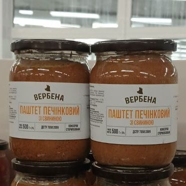Консерва Паштет печінковий зі свининою у влас.соку Вербена (Павловський), 0.5кг