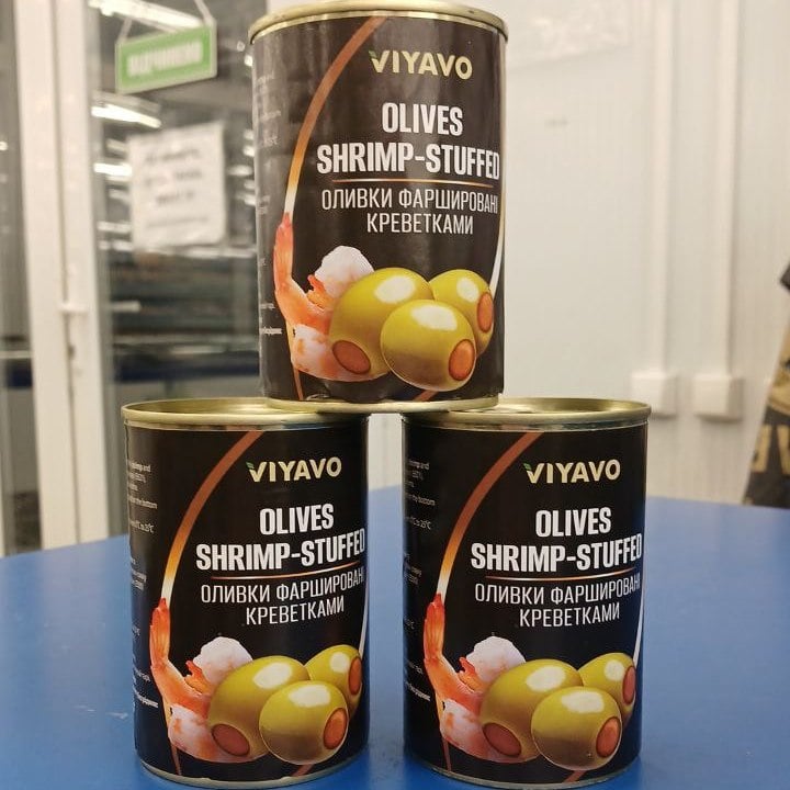 VIYAVO, Оливки зелені з креветками з/б (Львів Імпорт), 280г