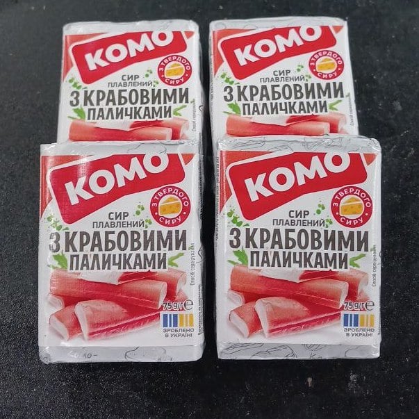 КОМО Сир плавлений З КРАБОВИМИ ПАЛИЧКАМИ, 75г