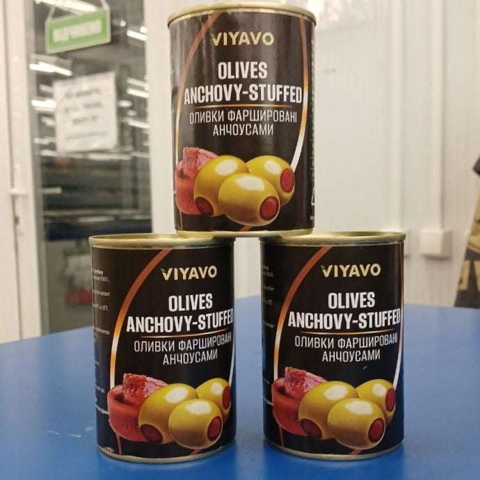 VIYAVO, Оливки зелені з анчоусом з/б (Львів Імпорт), 280г