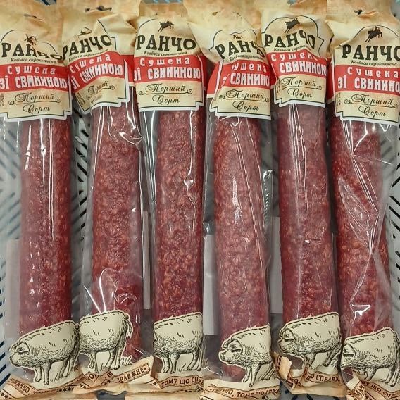 РАНЧО, Ковбаса с/к Сушена зі Свининою 1/с (Жит. м'ясоком)