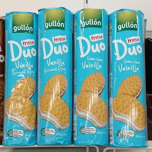 Печиво сендвич Duo Mega Vanilla з ванил. крем.(Італія) 0.5кг