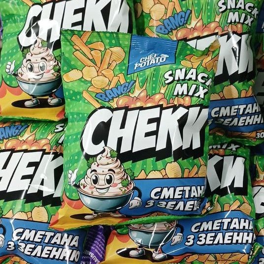 Снеки картопляні, Сметана та зелень,  30г