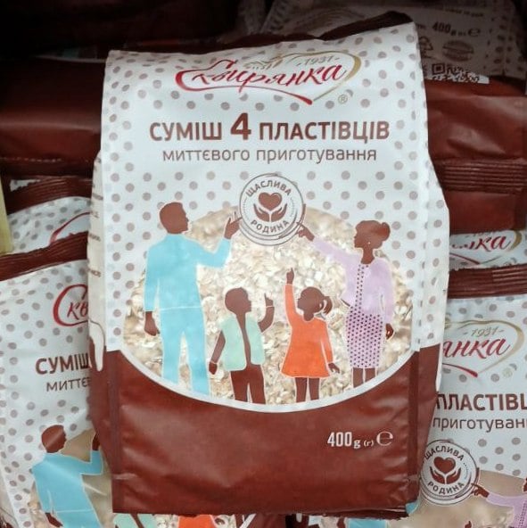 Сквирянка ТМ Суміш 4 пластівців, миттєвого приготув. (Павловський),400г