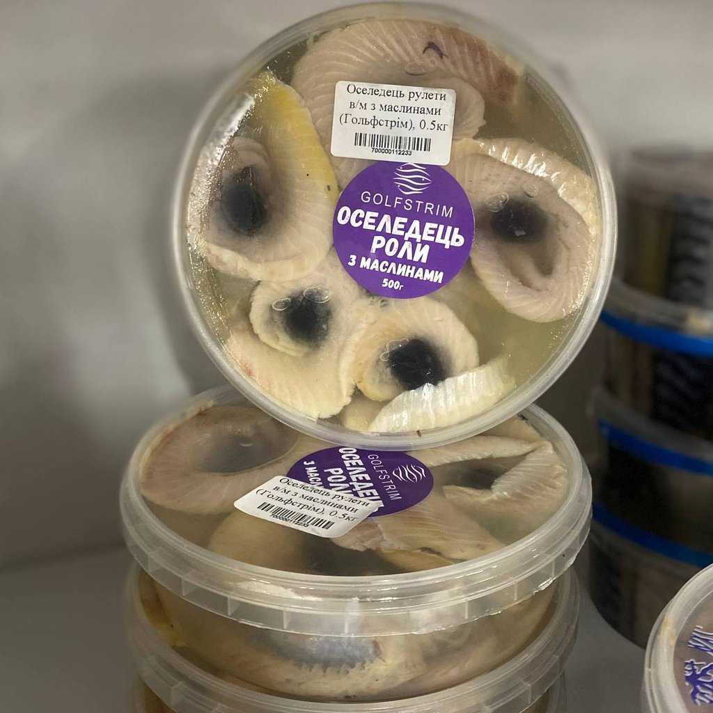 Оселедець рулети в/м з маслинами (Гольфстрім), 0.5кг