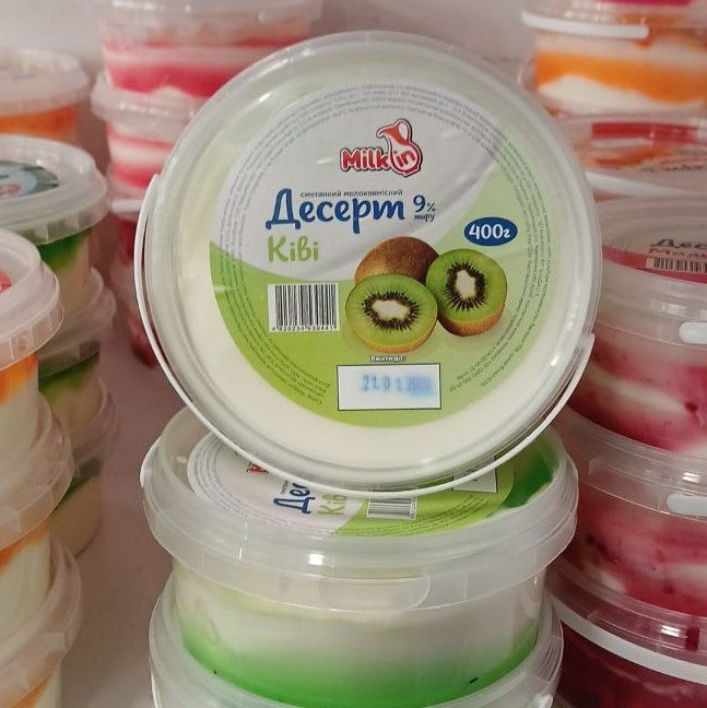 Milkin, Десерт сметанний Ківі 9% Фабрика сиру (Спарта), 400г