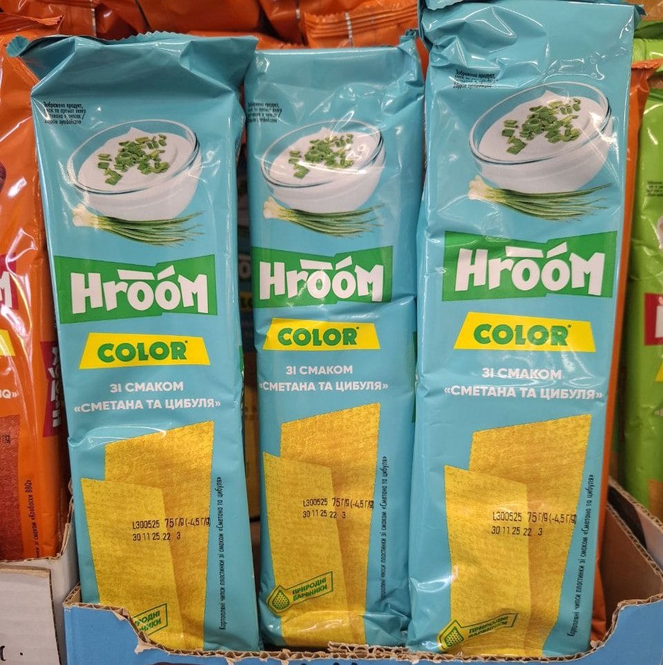Чіпси картопляні пластинки Сметана та цибуля ТМ "HROOM", 75г (до бочк)