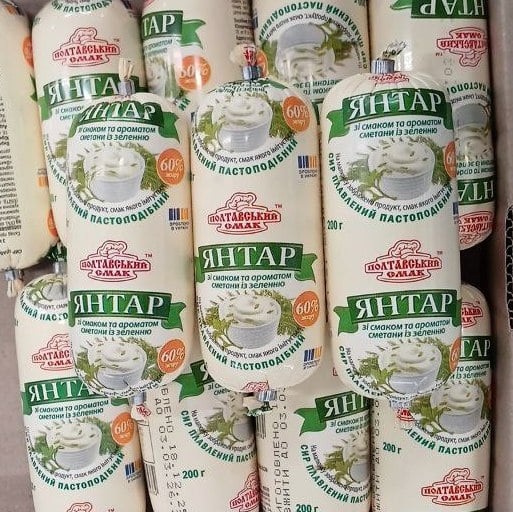 Полтавський смак, ЯНТАР сметани та зелені сир плавлений пастопод. (Козуб) туба 200г