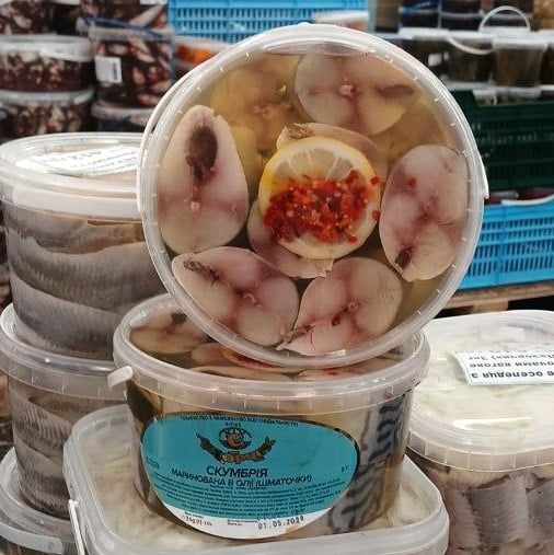 Шматочки Скумбрії солені в олії (Лазорчик), 1.5кг