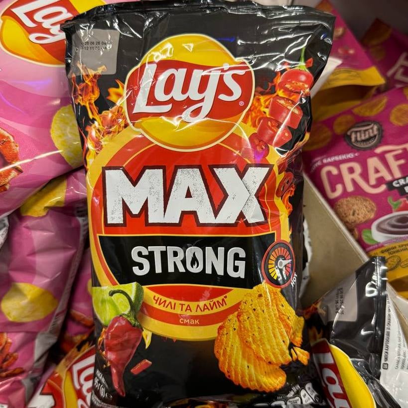 Чіпси картопляні Чілі та лайм стронг рифлені ТМ Lay's MAX, 95г