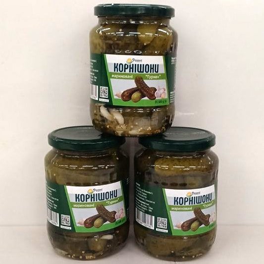 Огірки корнішони мариновані Гурман, домашні продукти (Павловський), 720мл/680г