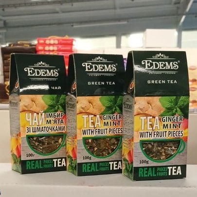Чай Edems зелен. з шмат. імбир м'ята (Павловський),100г