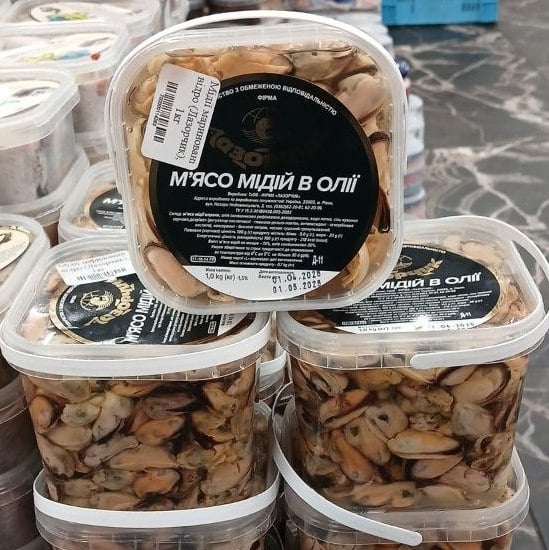 Мідії мариновані відро (Лазорчик), 1кг