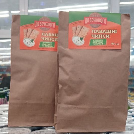 Чіпси пшеничні з лаваша Сметана зелень, ТМ ДО БОЧКОВОГО, 90г