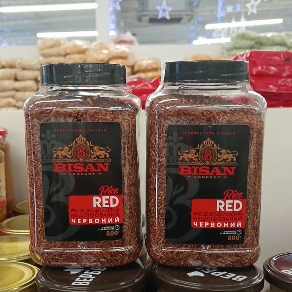Bisan Рис RED довгозернистий нешліфований червоний (Павловський), пл/б  0.800кг