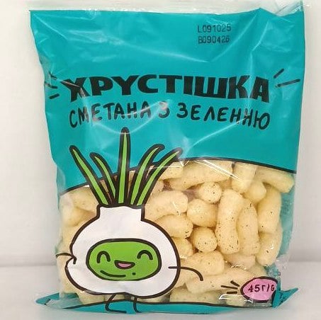 Кукурудзяні палички ХРУСТИШКА "Сметана з зеленню" (Павловський) 45г