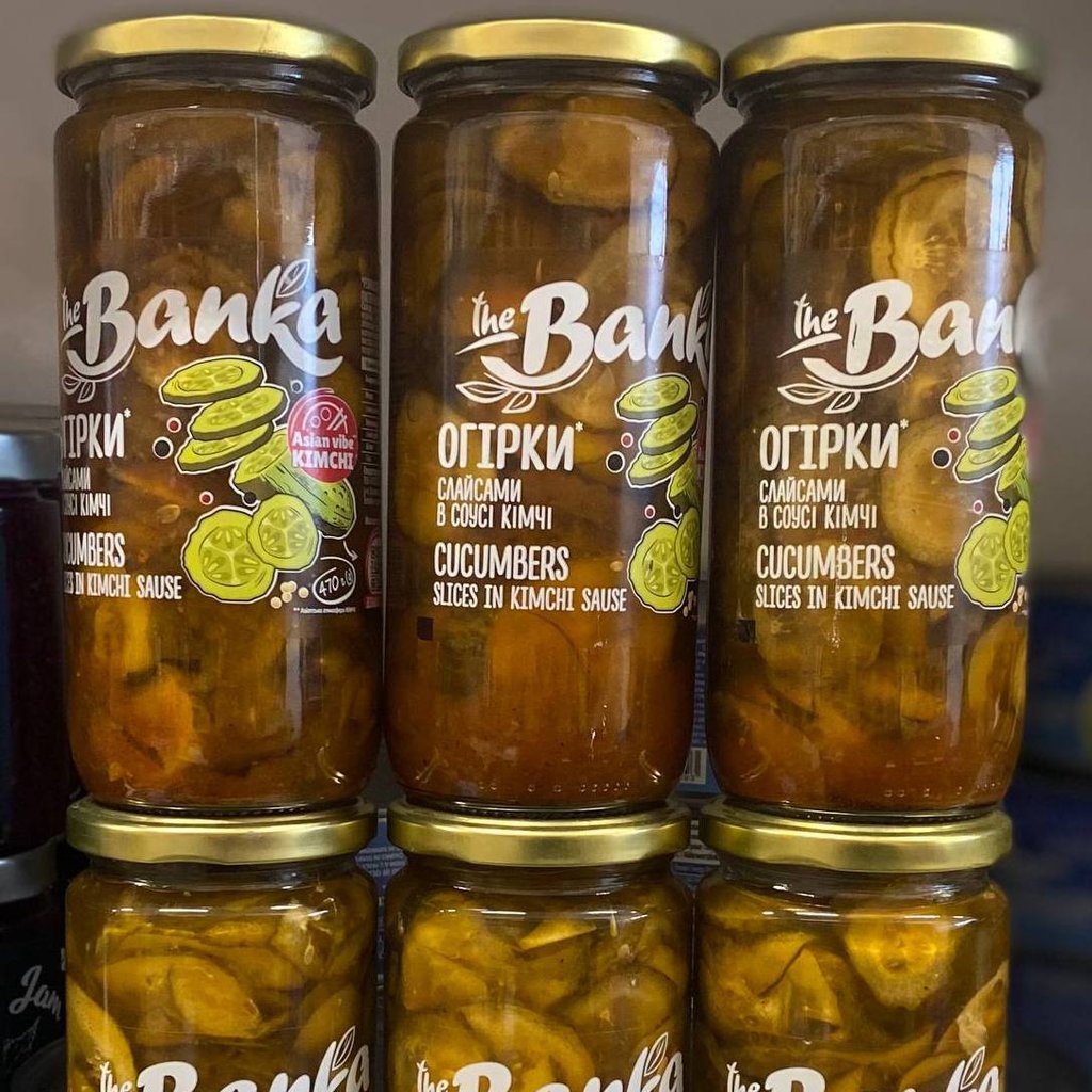 Огірки слайсами в соусі кімчі, ТМ The Banka (скло), 470г