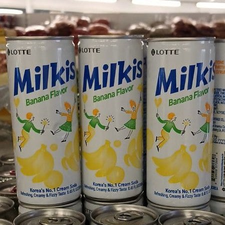 Напій газований Milkis Banana з/б (2), 0.25мл