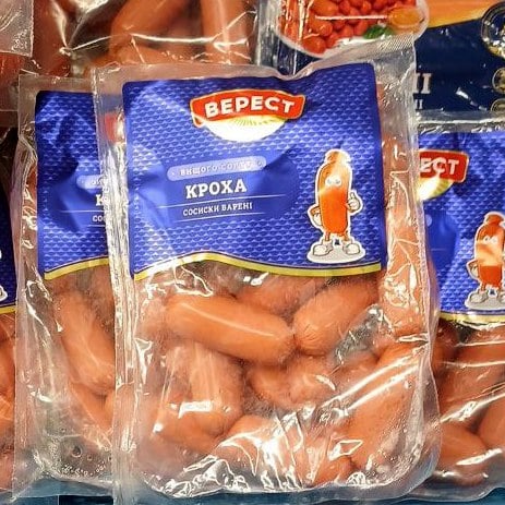 ВЕРЕСТ Сосиски варені КРОХА вищий сорт уп.