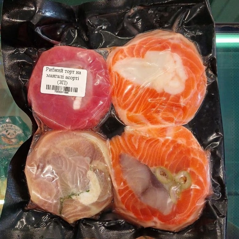 Рибний торт на мангалі асорті морожений (ЗП), 1шт