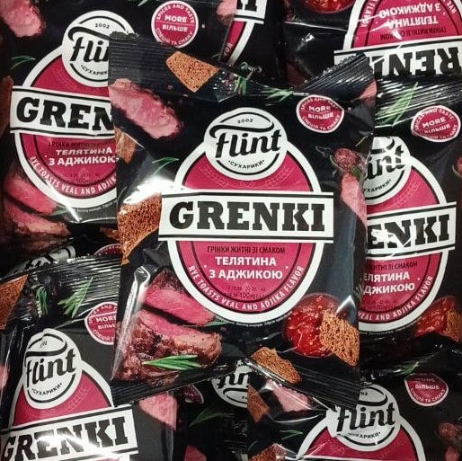 Грінки "Телятина з аджикою" Flint, (До бочк), 100г