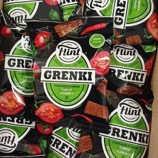 Грінки "Томат спайсі" Flint, (До бочк), 100г