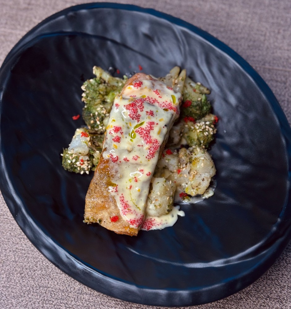 Стейк из форели с овощами    