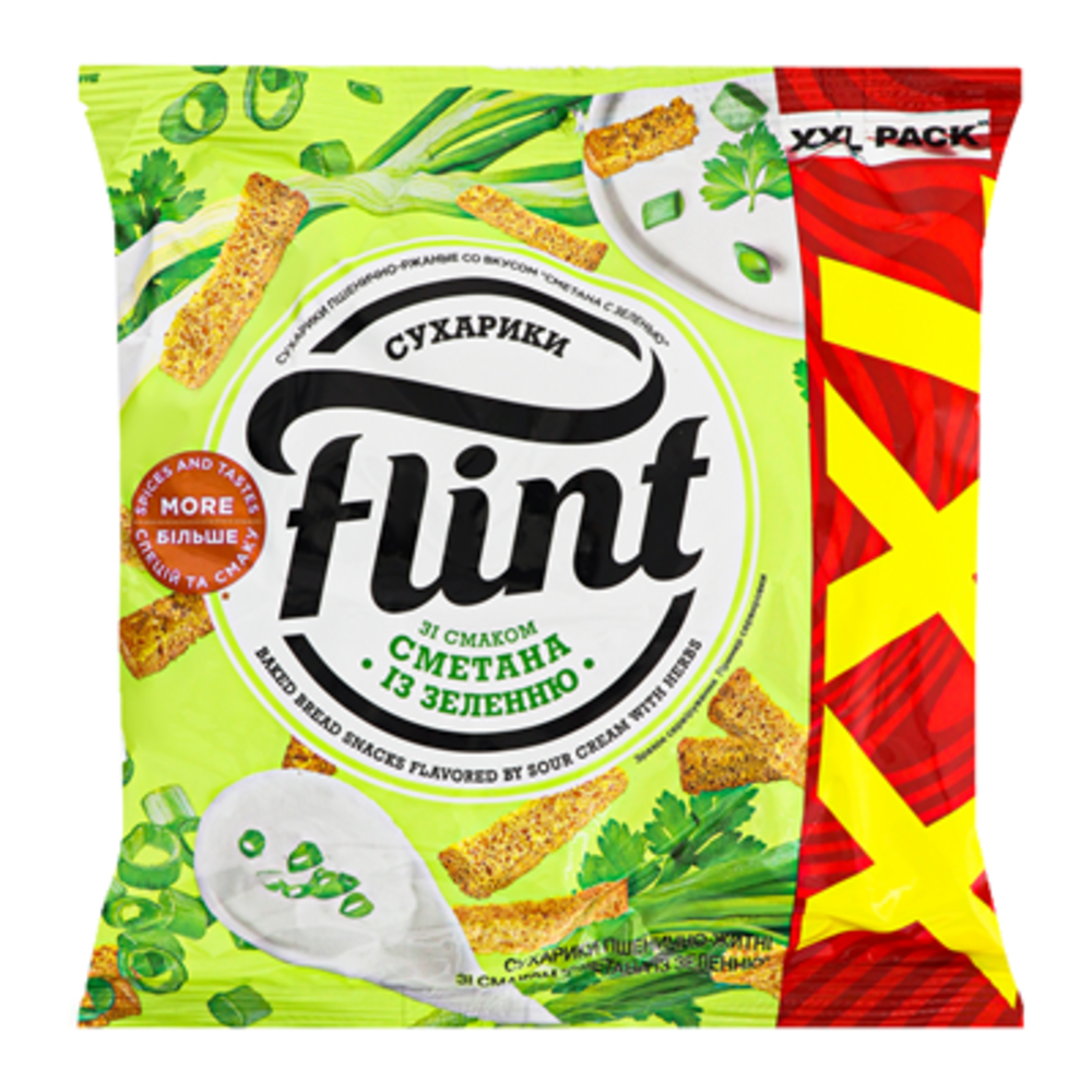 Сухарики Flint Сметана із зеленню пшенично-житні 150г