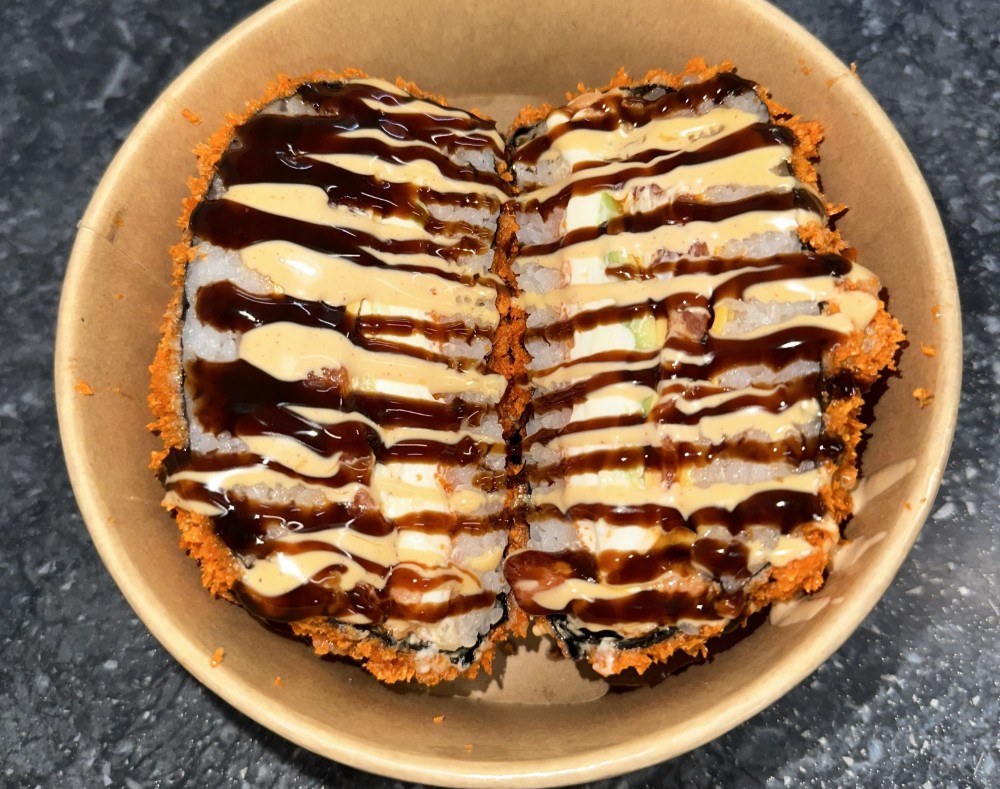 Суші-бургер з креветками