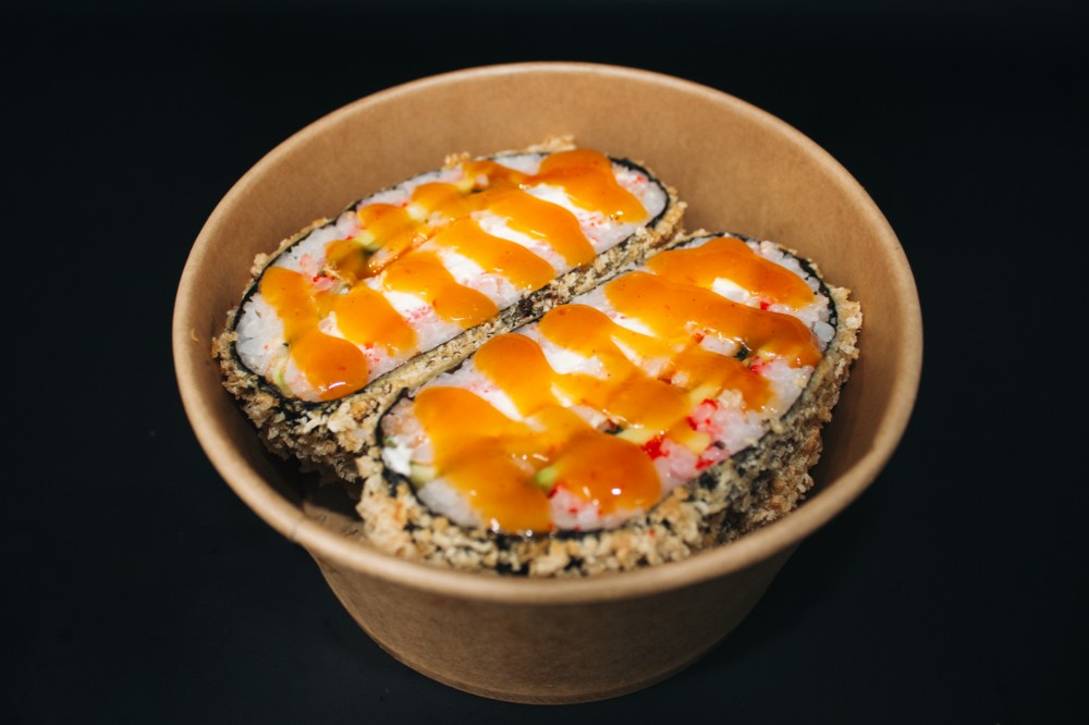 Суші-бургер з креветками