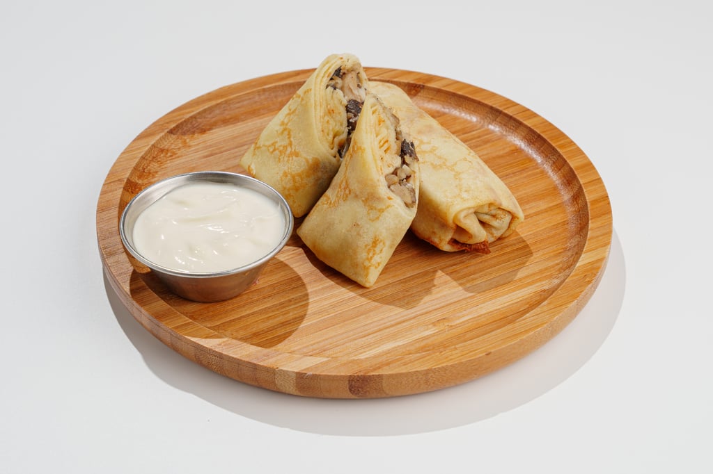 Блины с курицей и грибами 