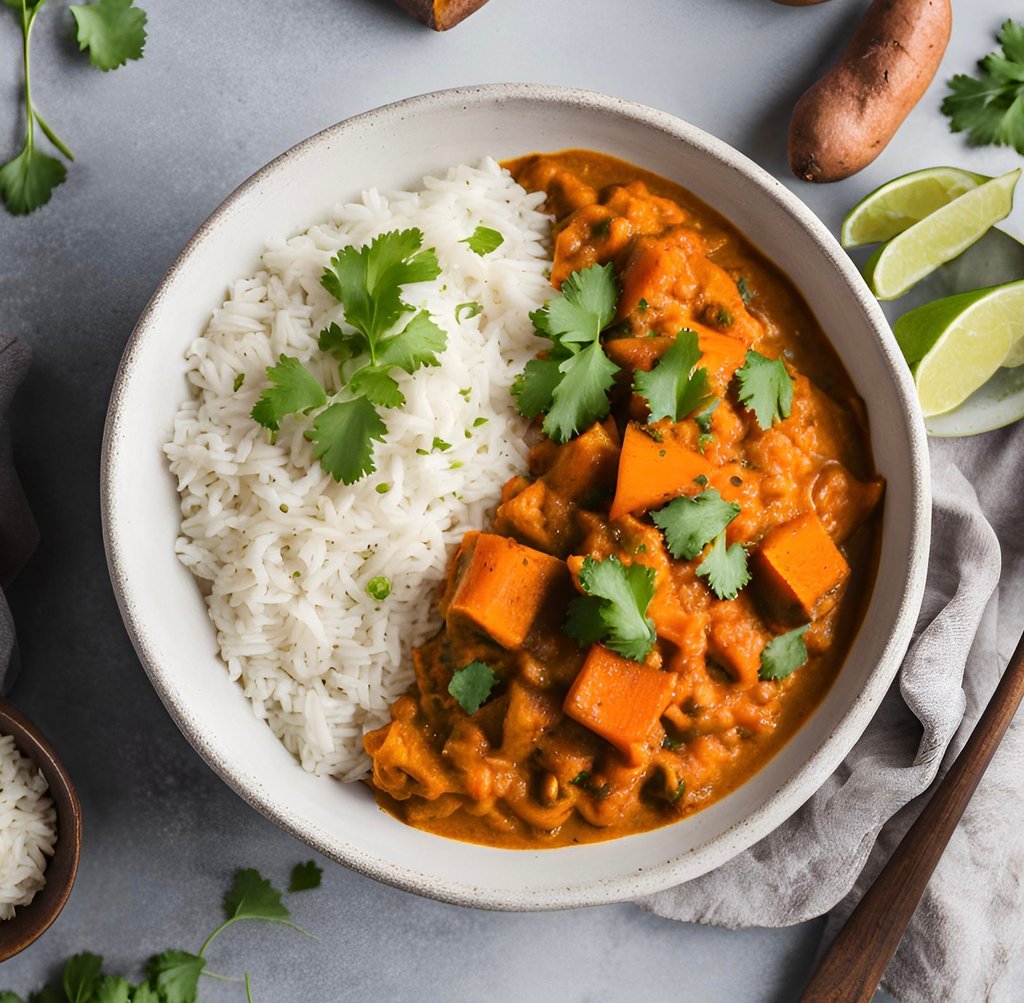  MARTES ES PARA CURRY LOVERS!! Curry de boniato tikka y garbanzos con arroz y pan pita