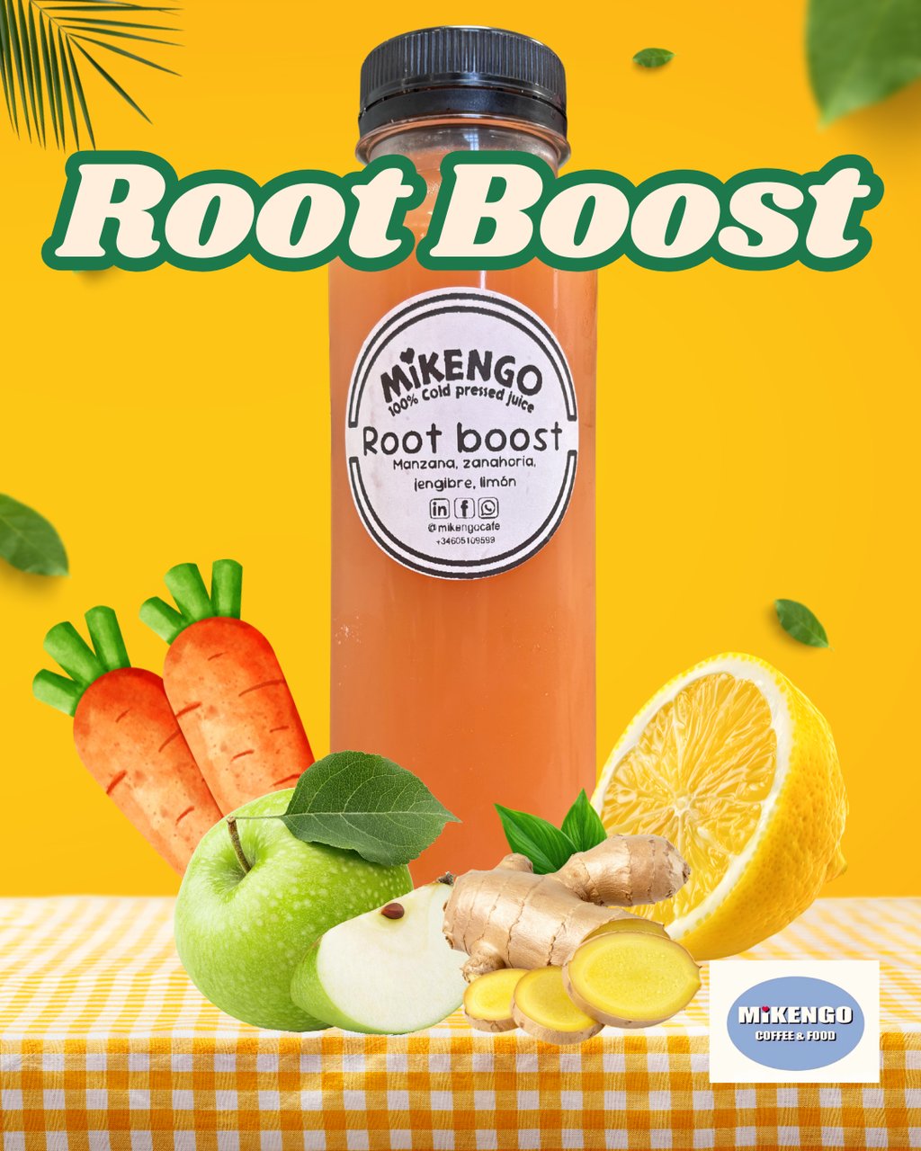 "Root Boost" Manzana, Zanahoria, limon y jengibre