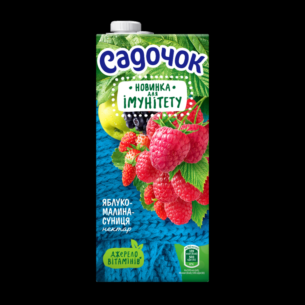 Сік Садочок Яблуко-Малина-Суниця 0.95л
