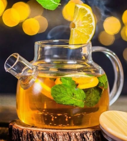 Green tea with lemon, mint and honey- Чай зеленый с лимоном, мятой и медом