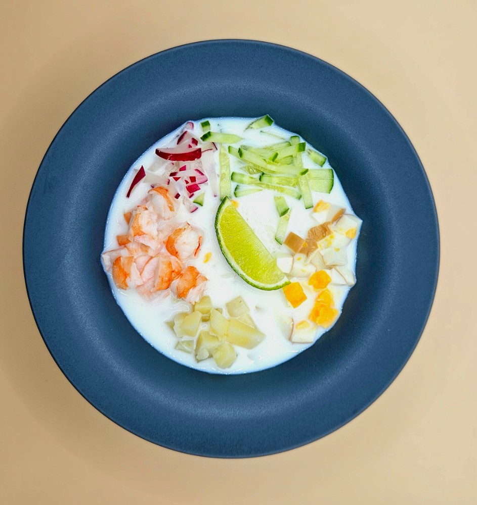 Окрошка з креветкою