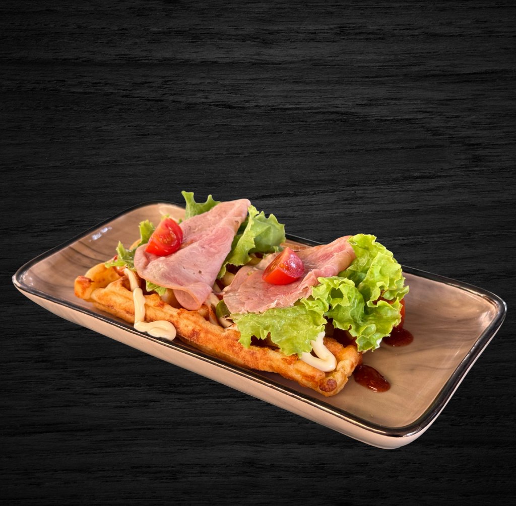 Вафлі Бельгійскі з шинкою