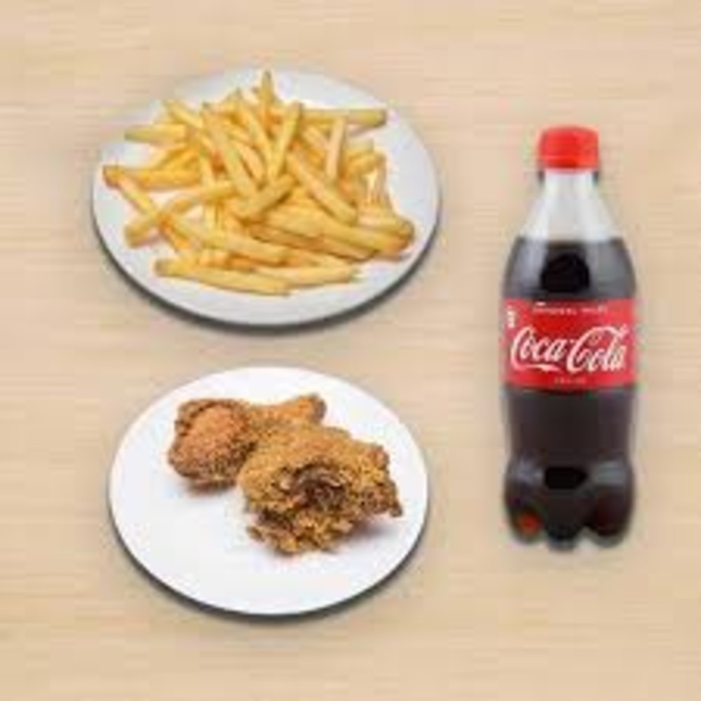 6 piece Fried Chicken and 2 burgers and 8 Regular Wings and Large chips,1.2L soda